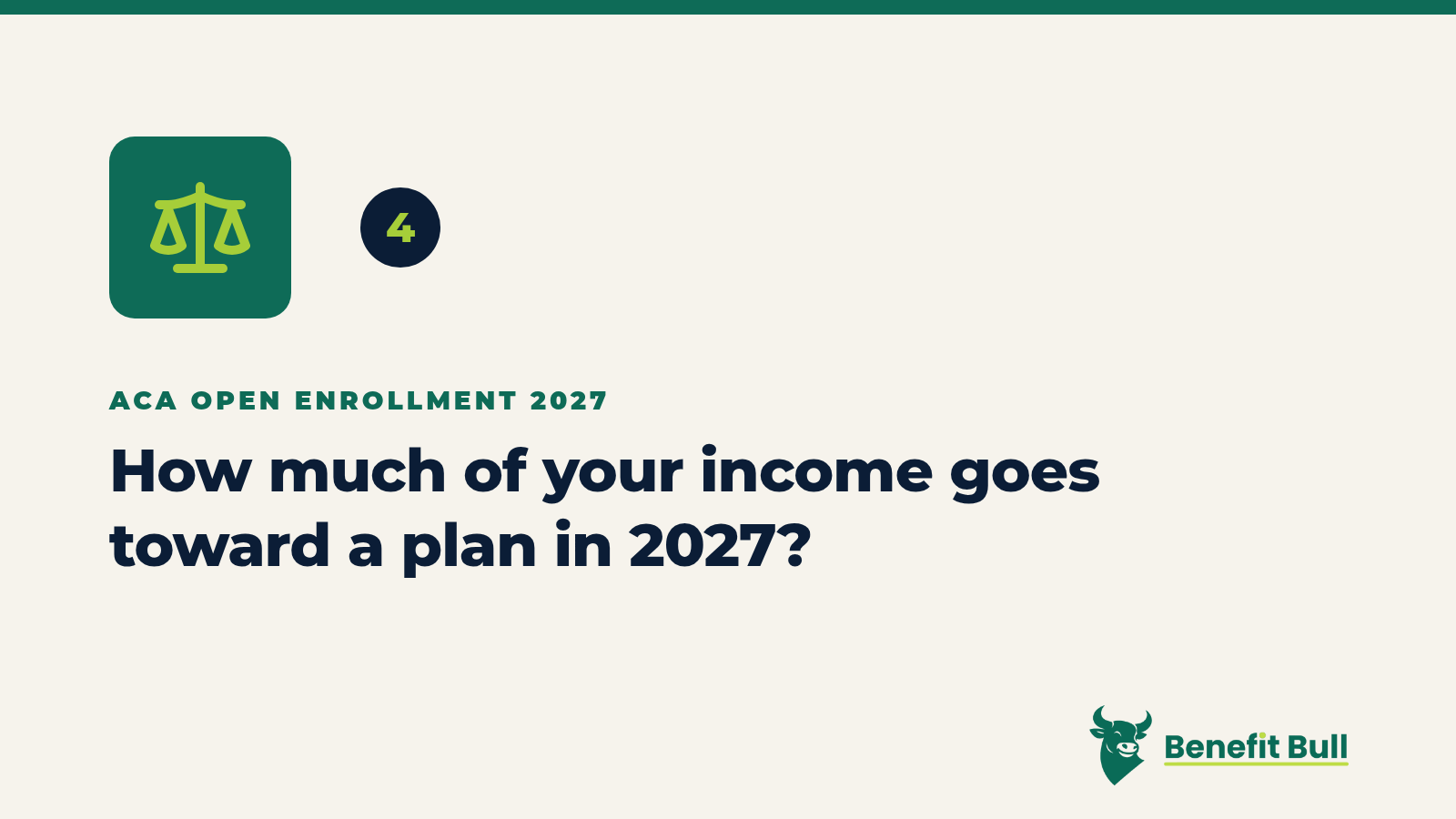 Benefit Bull graphic for step 4: How much of your income goes toward a plan in 2027?