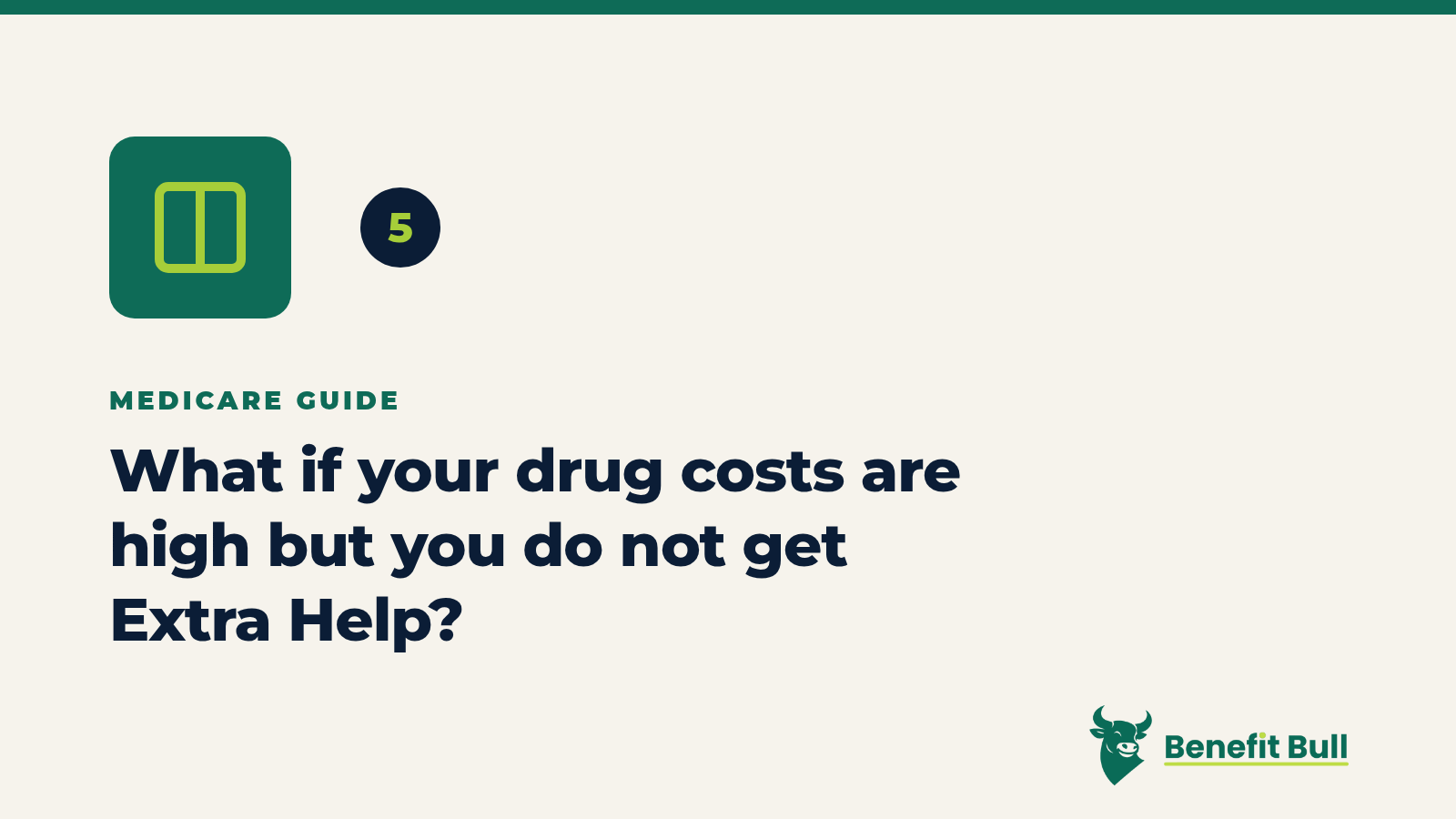 Benefit Bull graphic for step 5: What if your drug costs are high but you do not get Extra Help?