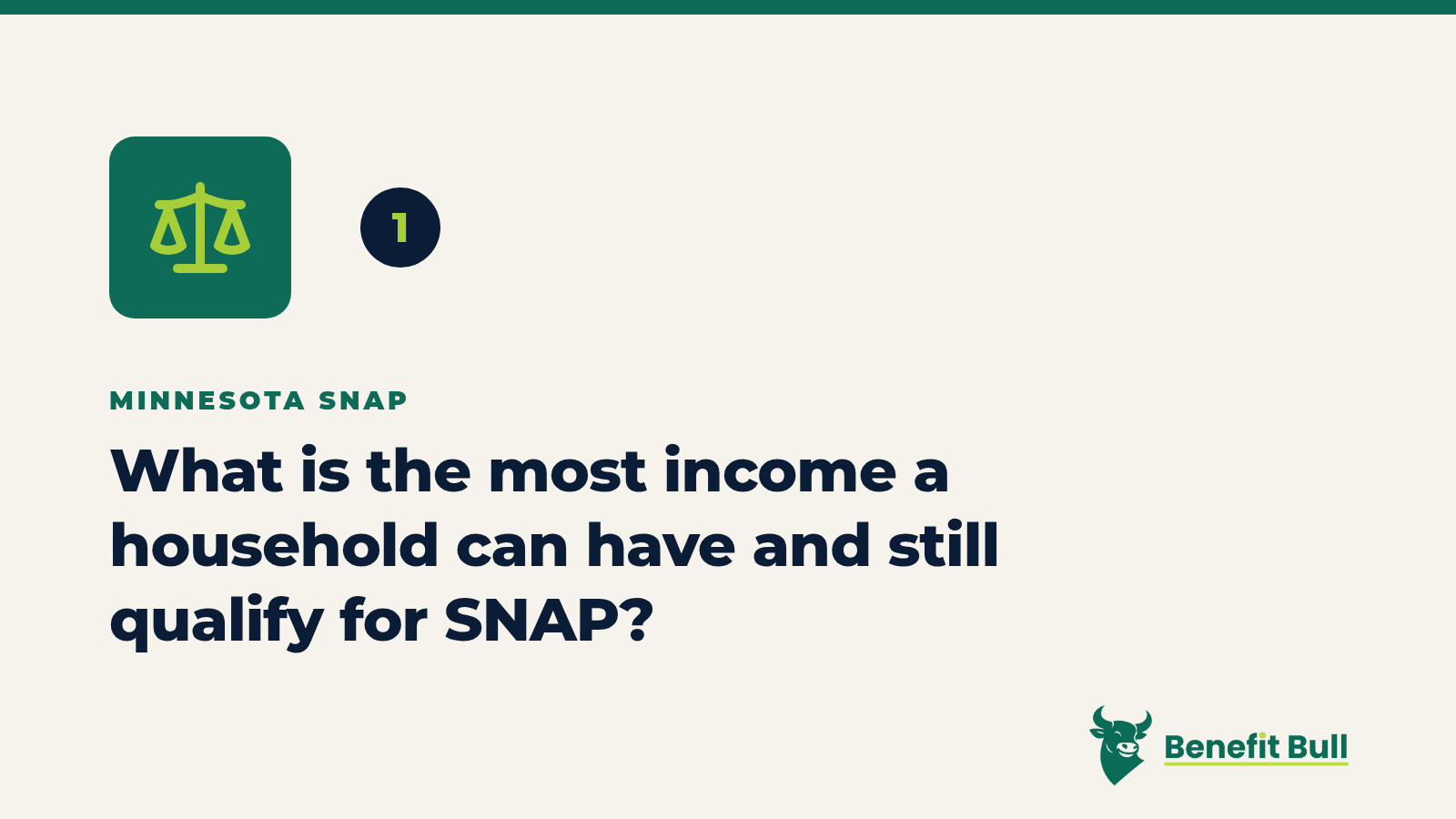 Benefit Bull graphic for step 1: What is the most income a household can have and still qualify for SNAP?