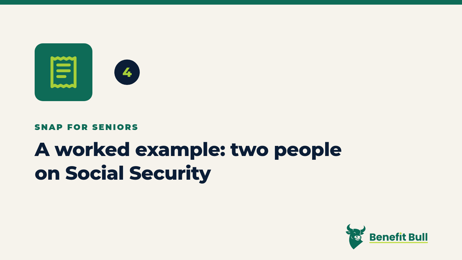 Benefit Bull graphic for step 4: A worked example: two people on Social Security