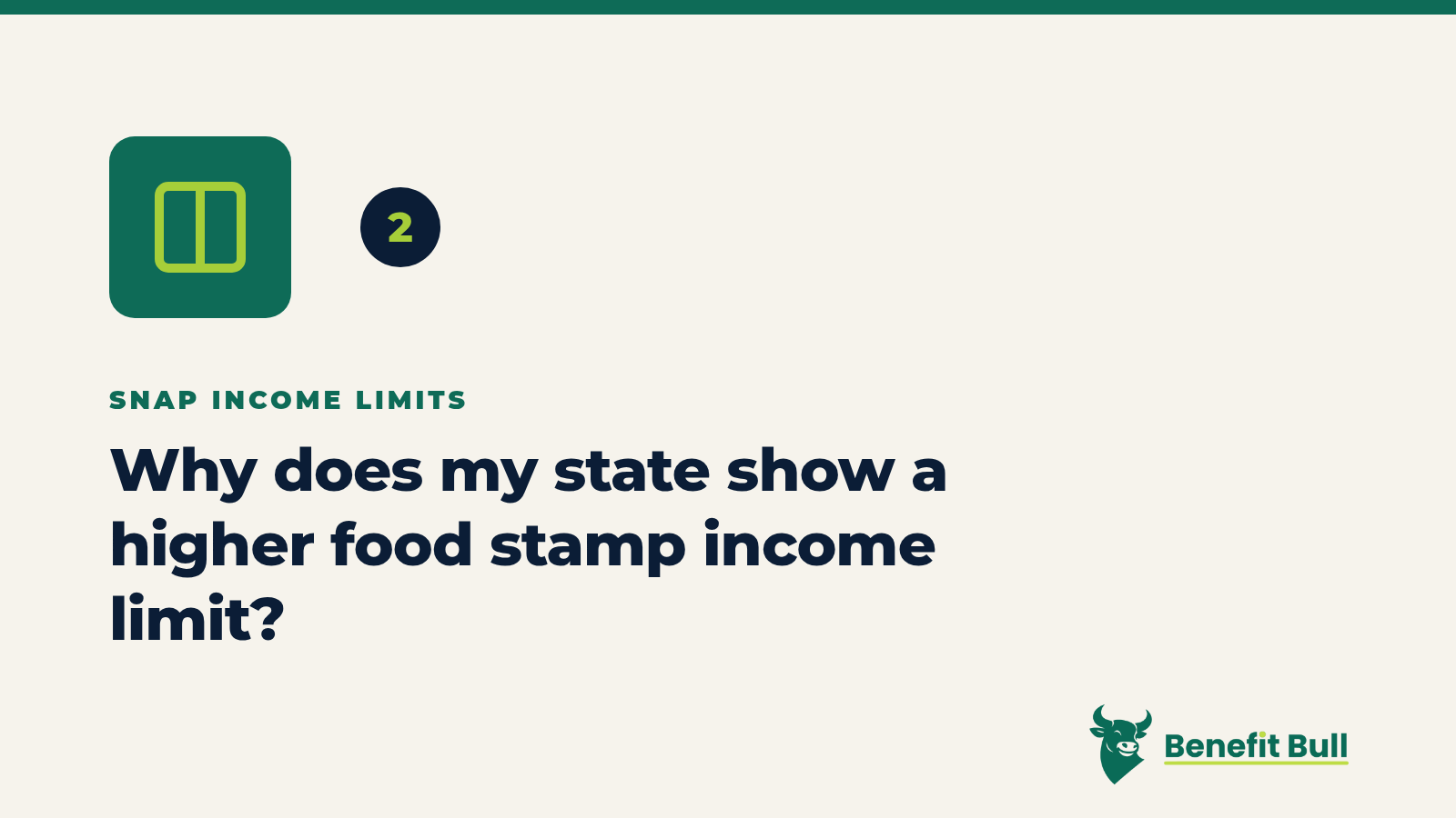 Benefit Bull graphic for step 2: Why does my state show a higher food stamp income limit?