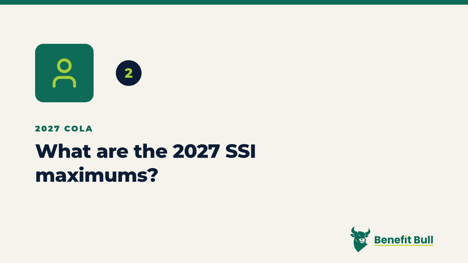 Benefit Bull graphic for step 2: What are the 2027 SSI maximums?
