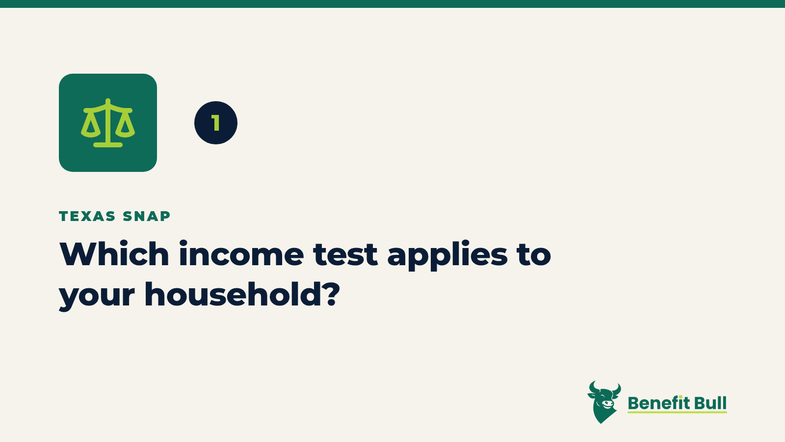 Benefit Bull graphic for step 1: Which income test applies to your household?